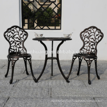Good quality metal furniture bistro cast aluminum table set dismantling chairs with small round table